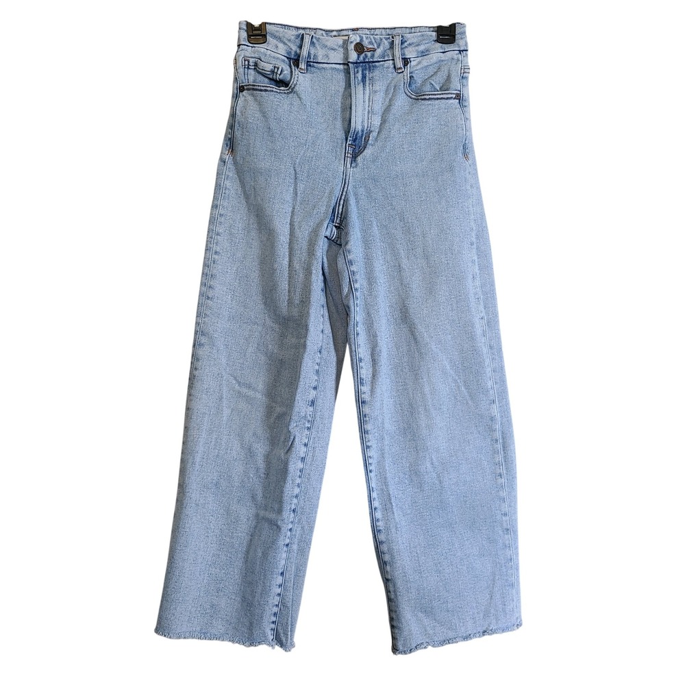 Hidden Jeans Wide Leg Denim Women 25 (25"x25.5") Light Wash Raw Hem Stretch Boho